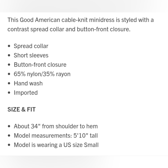 Good American Cable Knit Mini Dress S $162 - Picture 6 of 6